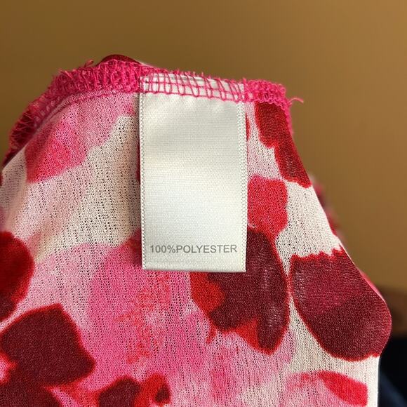 Swim by Avenue pink floral swimsuit coverup v-neck bamboo shoulder accent 22/24 - Picture 5 of 9